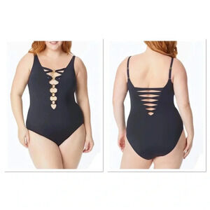 BLEU BY ROD BEATTIE RING ME UP ONE PIECE PLUNGE SIZE 20W